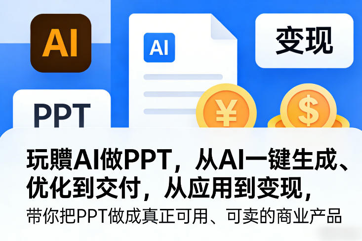 玩賺AI做PPT,从AI一键生成、优化到交付,从应用到变现,带你把PPT做成真正可用、可卖的商业产品(更新0513)-余宽网创