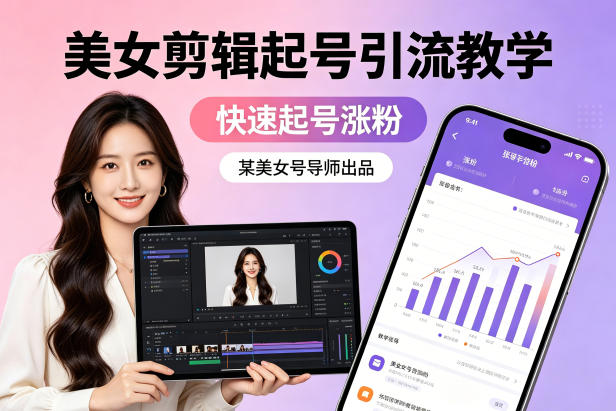 某美女号导师出品：美女剪辑起号引流教学，快速起号涨粉-余宽网创