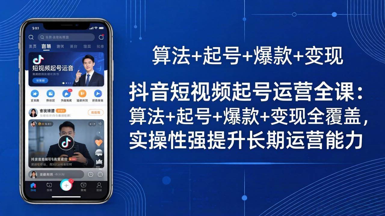 （18071期）抖音短视频起号运营全课：算法+起号+爆款+变现全覆盖，实操性强提升长期运营能力-余宽网创