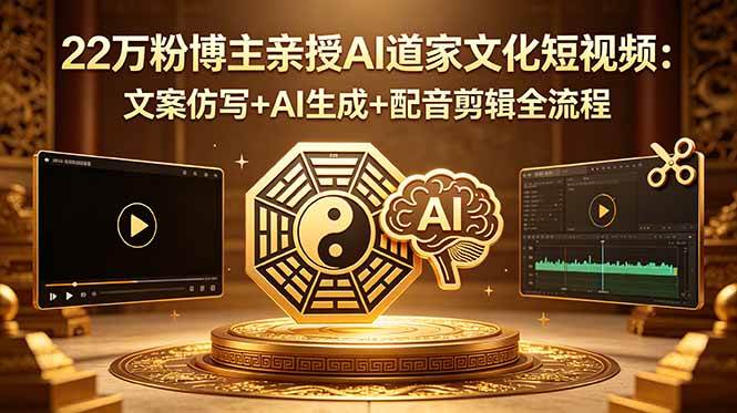 (18580期)22万粉博主亲授AI道家文化短视频:文案仿写+AI生成+配音剪辑全流程-余宽网创