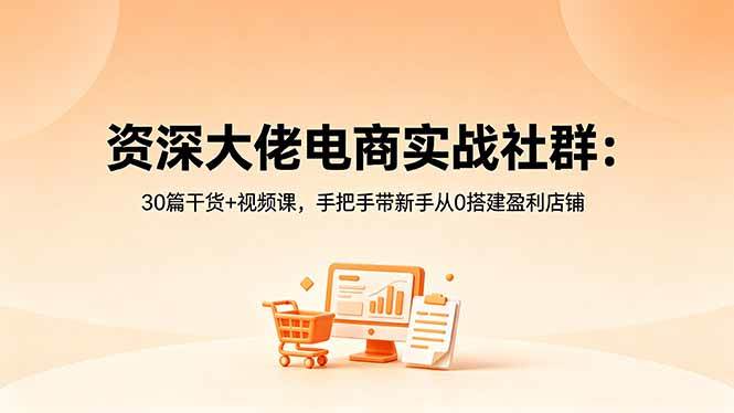 （18529期）资深大佬电商实战社群：30篇干货+视频课，手把手带新手从0搭建盈利店铺-余宽网创