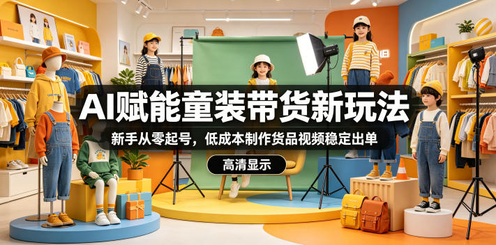AI赋能童装带货新玩法,新手从零起号,低成本制作货品视频稳定出单-余宽网创
