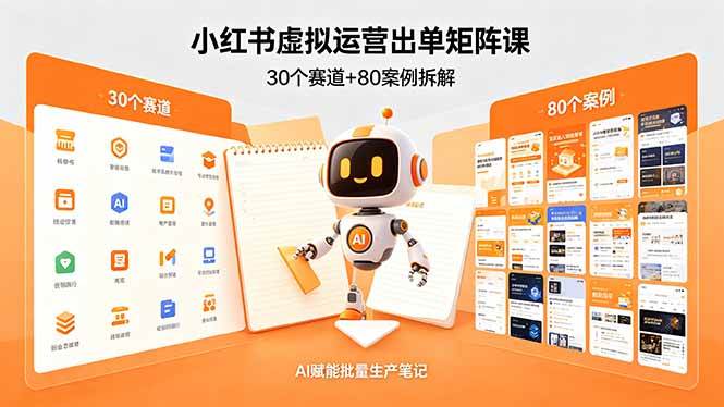 （18342期）小红书虚拟运营出单矩阵课：30个赛道+80案例拆解，AI赋能批量生产笔记-余宽网创