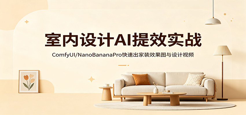 室内设计AI提效实战：ComfyUI/NanoBananaPro快速出家装效果图与设计视频-余宽网创