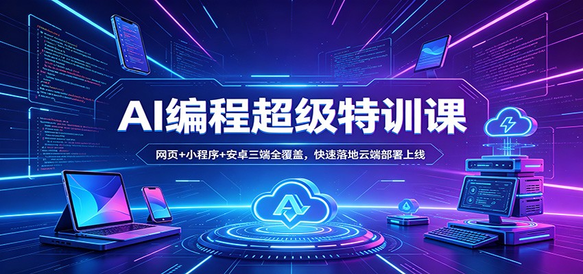 AI编程超级特训课：网页+小程序+安卓三端全覆盖，快速落地云端部署上线-余宽网创