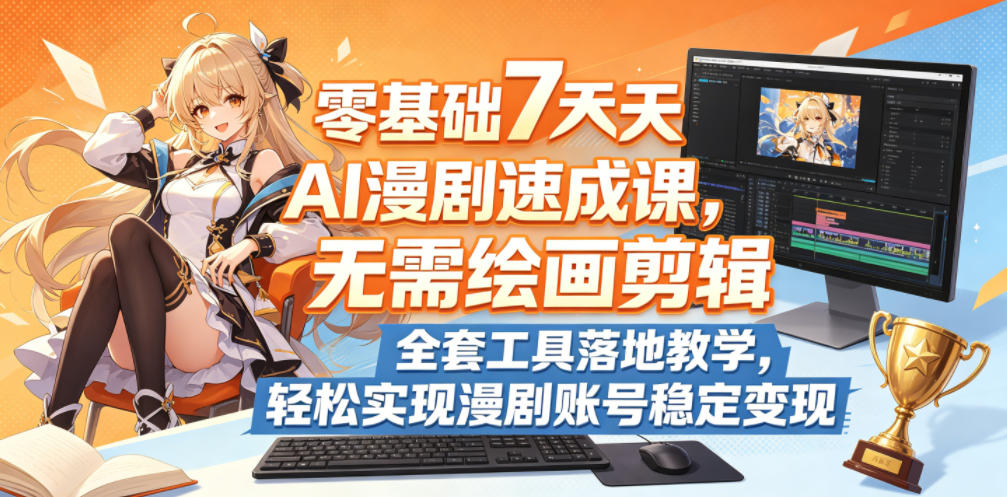零基础7天AI漫剧速成课，无需绘画剪辑，全套工具落地教学，轻松实现漫剧账号稳定变现-余宽网创