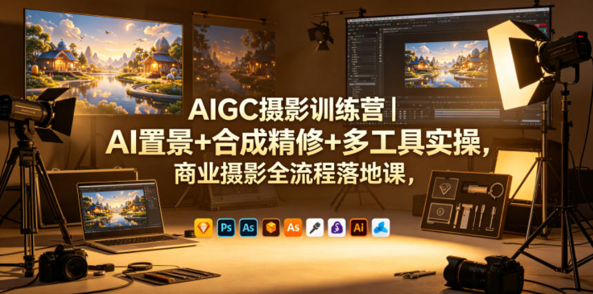 AIGC摄影训练营|AI置景+合成精修+多工具实操,商业摄影全流程落地课-余宽网创