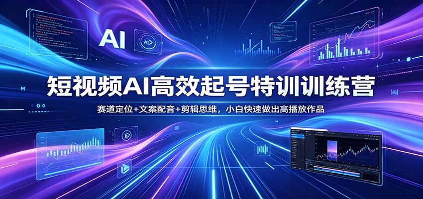 短视频AI高效起号特训训练营：赛道定位+文案配音+剪辑思维，小白快速做出高播放作品-余宽网创