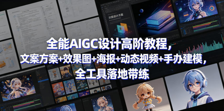 全能AIGC设计高阶教程,文案方案+效果图+海报+动态视频+手办建模,全工具落地带练-余宽网创