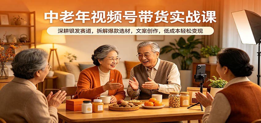 中老年视频号带货实战课：深耕银发赛道，拆解爆款选材，文案创作，低成本轻松变现-余宽网创
