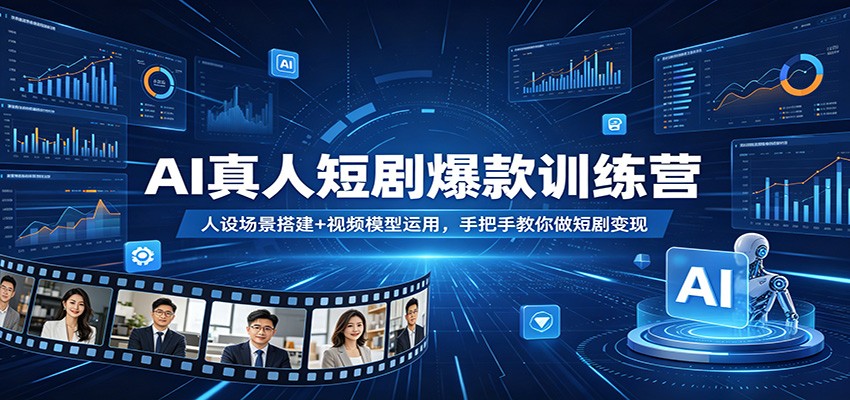 AI真人短剧爆款训练营：人设场景搭建+视频模型运用，手把手教你做短剧变现-余宽网创