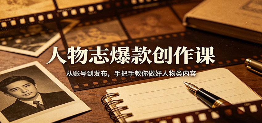 人物志爆款创作课：从账号到发布，手把手教你做好人物类内容-余宽网创