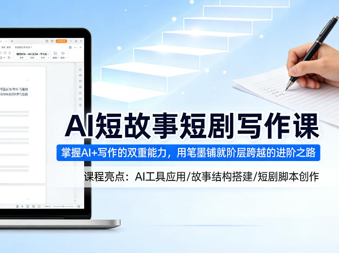 AI短故事短剧写作课，掌握AI+写作的双重能力，用笔墨铺就阶层跨越的进阶之路-余宽网创