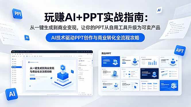 (18448期)玩赚AI+PPT实战指南-更新5月13:从一键生成到商业变现,让你的PPT从自用工具升级为可卖产品-余宽网创