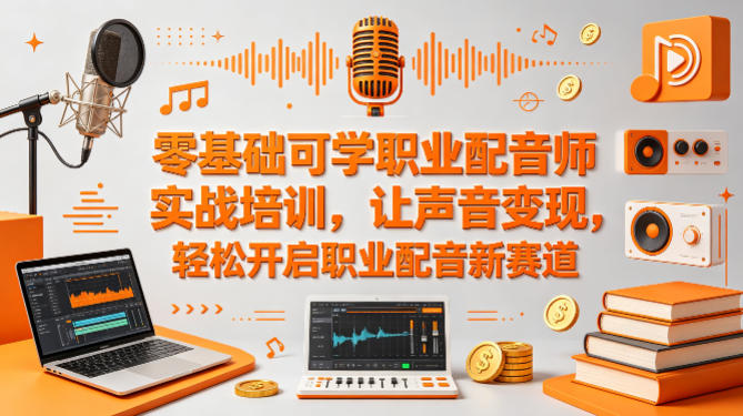 零基础可学职业配音师实战培训，让声音变现，轻松开启职业配音新赛道-余宽网创