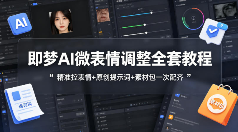 即梦AI微表情调整全套教程，精准控表情+原创提示词+素材包一次配齐-余宽网创