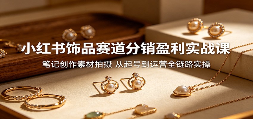 小红书饰品赛道分销盈利实战课：笔记创作素材拍摄，从起号到运营全链路实操-余宽网创