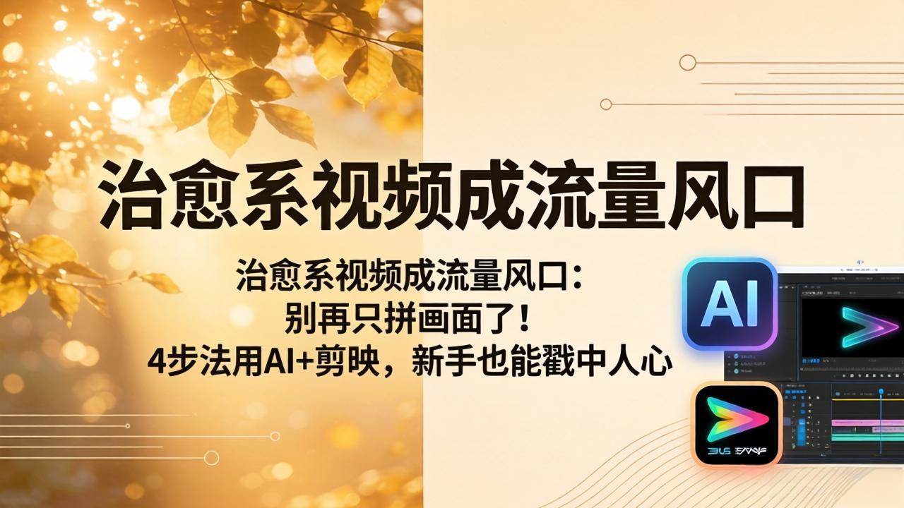 （18219期）治愈系视频成流量风口：别再只拼画面了！4步法用AI+剪映，新手也能戳中人心-余宽网创
