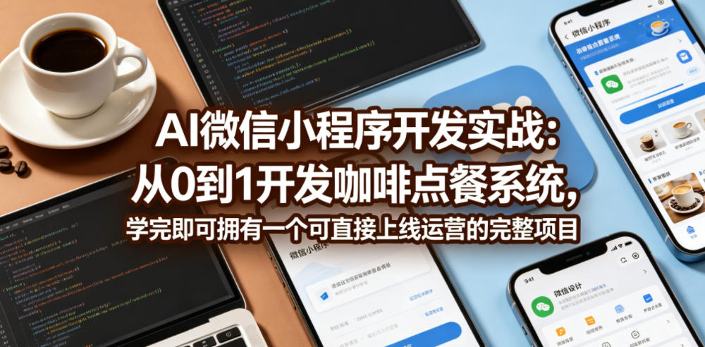 AI微信小程序开发实战:从0到1开发咖啡点餐系统,学完即可拥有一个可直接上线运营的完整项目-余宽网创