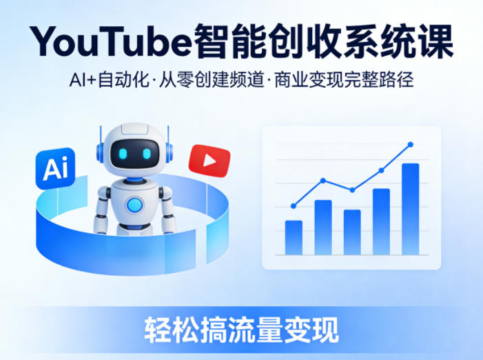 YouTube智能创收系统课，AI+自动化，从零创建YouTube频道并实现商业变现的完整路径，轻松搞流量变现-余宽网创