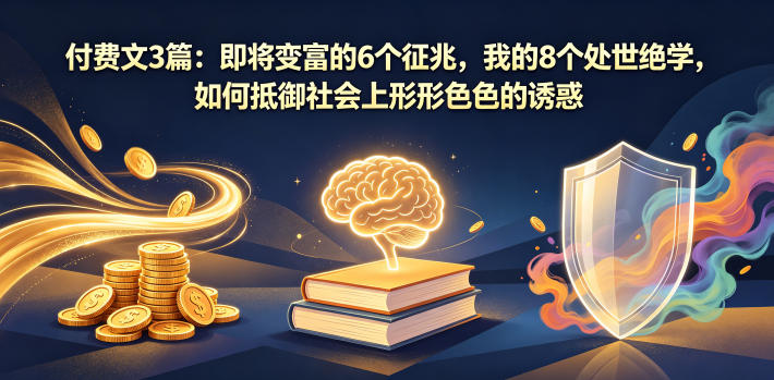 付费文3篇：即将变富的6个征兆，我的8个处世绝学，如何抵御社会上形形色色的诱惑-余宽网创