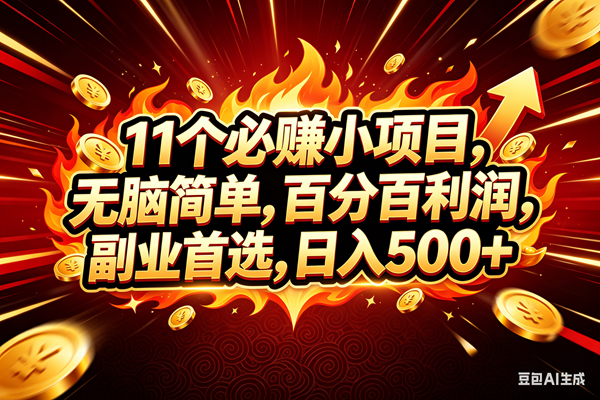 （18245期）11个必赚钱的小项目，百分百赚米，无脑简单，副业首选，日入300+-余宽网创