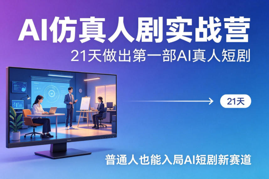 AI仿真人剧实战营，21天做出第一部AI真人短剧，普通人也能入局AI短剧新赛道-余宽网创
