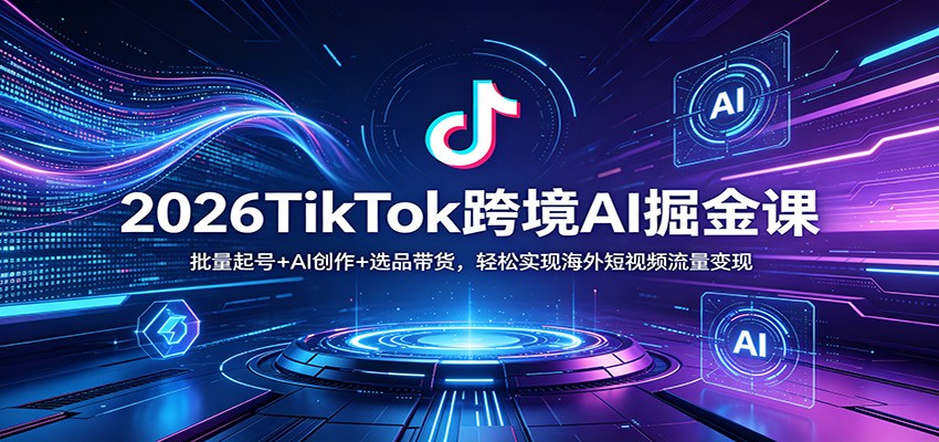 2026TikTok跨境AI掘金课:批量起号+AI创作+选品带货,轻松实现海外短视频流量变现-余宽网创