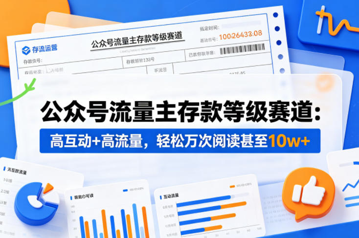 公众号流量主之存款等级赛道，高互动+高流量，轻松达到万次阅读，甚至10w+-余宽网创