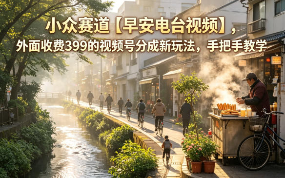 小众赛道【早安电台视频】，外面收费399的视频号分成新玩法，手把手教学-余宽网创
