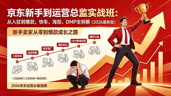 （18291期）京东新手到运营总监实战班：从入驻到爆款，快车、海投、DMP全拆解，2026最新版-余宽网创