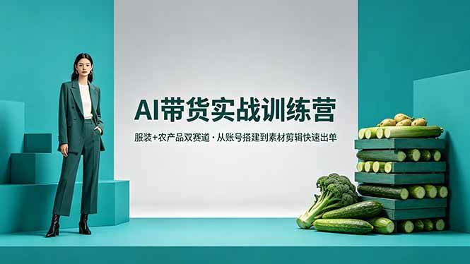 （18355期）AI带货实战训练营，服装+农产品双赛道，从账号搭建到素材剪辑快速出单-余宽网创