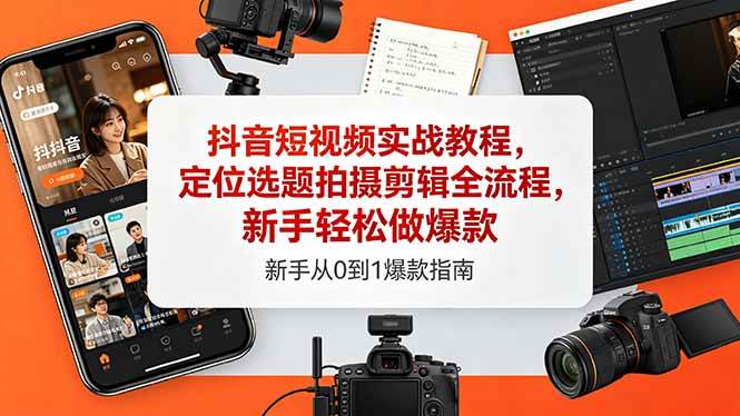 （18524期）抖音短视频实战教程，定位选题拍摄剪辑全流程，新手轻松做爆款-余宽网创