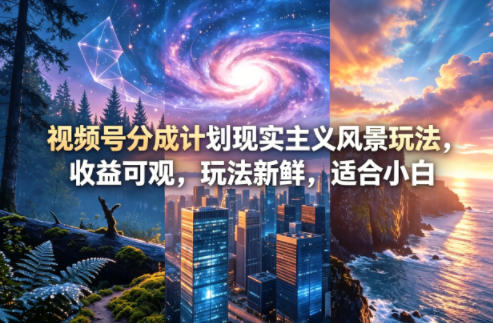 视频号分成计划现实主义风景玩法，收益可观，玩法新鲜，适合小白-余宽网创