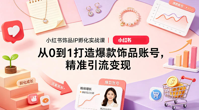 小红书饰品IP孵化实战课｜从0到1打造爆款饰品账号，精准引流变现-余宽网创