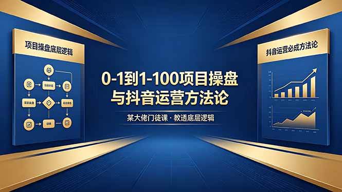 (18382期)0-1到1-100怎么建?某大佬门徒课教透项目操盘底层逻辑+抖音运营必成方法论-余宽网创
